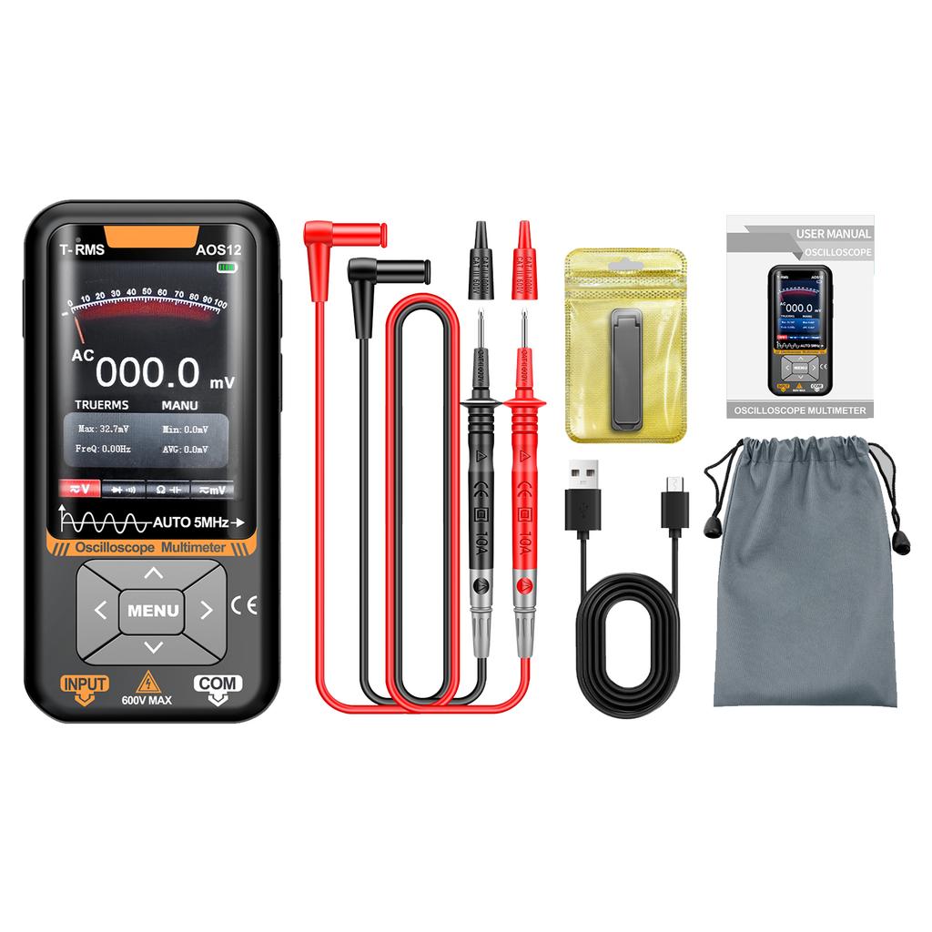 2 in 1 Handheld Oscilloscope & Multimeter, 5MHz Bandwidth, 48MSa s Sampling Rate, 3.2  Color TFT Screen, True RMS,
