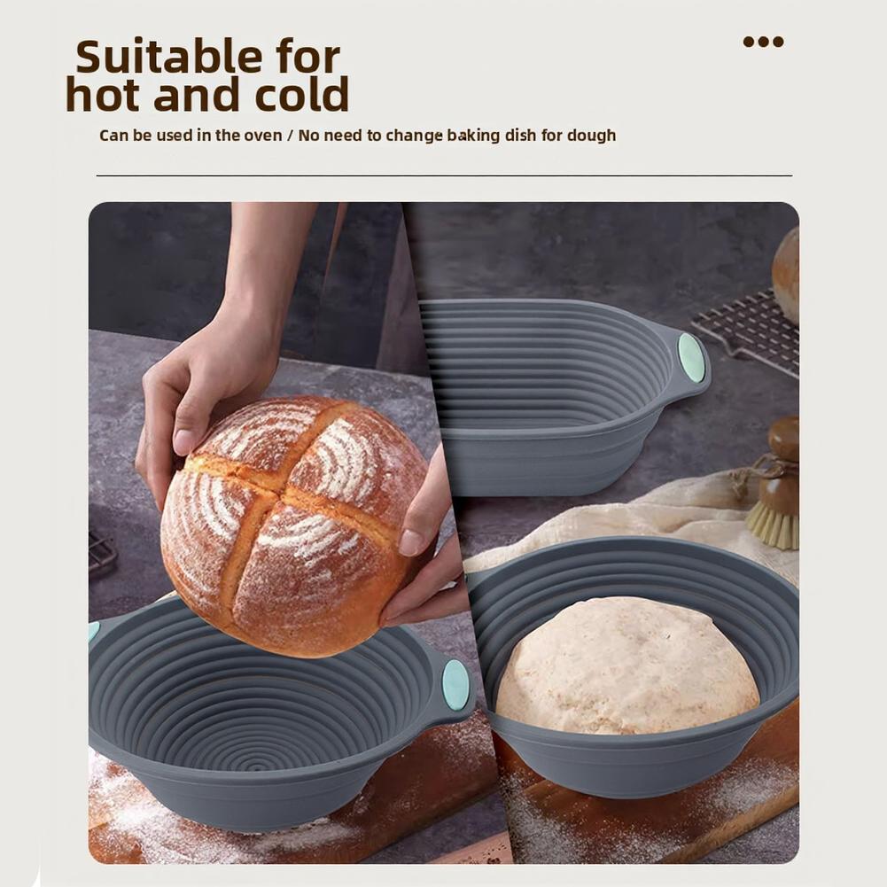 Silicone Proofing Basket with Folding Design - Oven Safe up to 450F for Bread Fermentation and Baking Applications