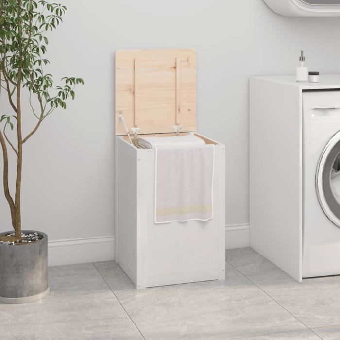 VidaXL Laundry Box White 44x44x66 Cm Solid Pine Wood 823565