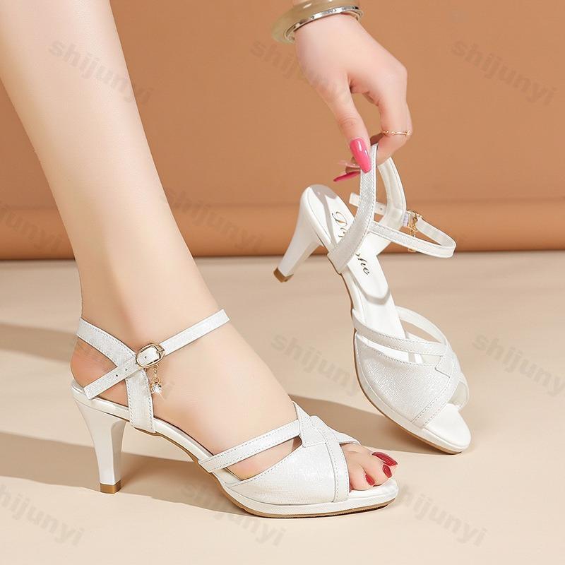 Fashion Sandals for Women's 2025 New Summer Elegant Temperament High Heels Coarse Heels Fish Mouth Breathable Comfortable Fashion Pumps