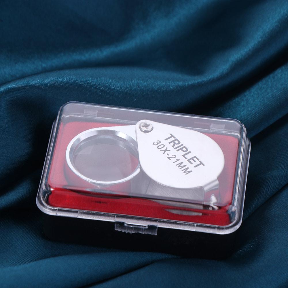 Metal Jewelry Magnifying Glass Folding Reading Magnifier Professional 10-30X Pocket Loupe Jewelers