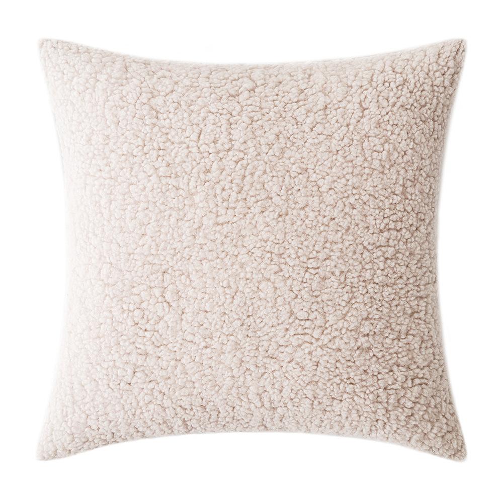 Ins Style Lamb Velvet Pillow Solid Color Curly Pillow Case Simple Sofa Cushion Pillow Office Waist Pillow Case