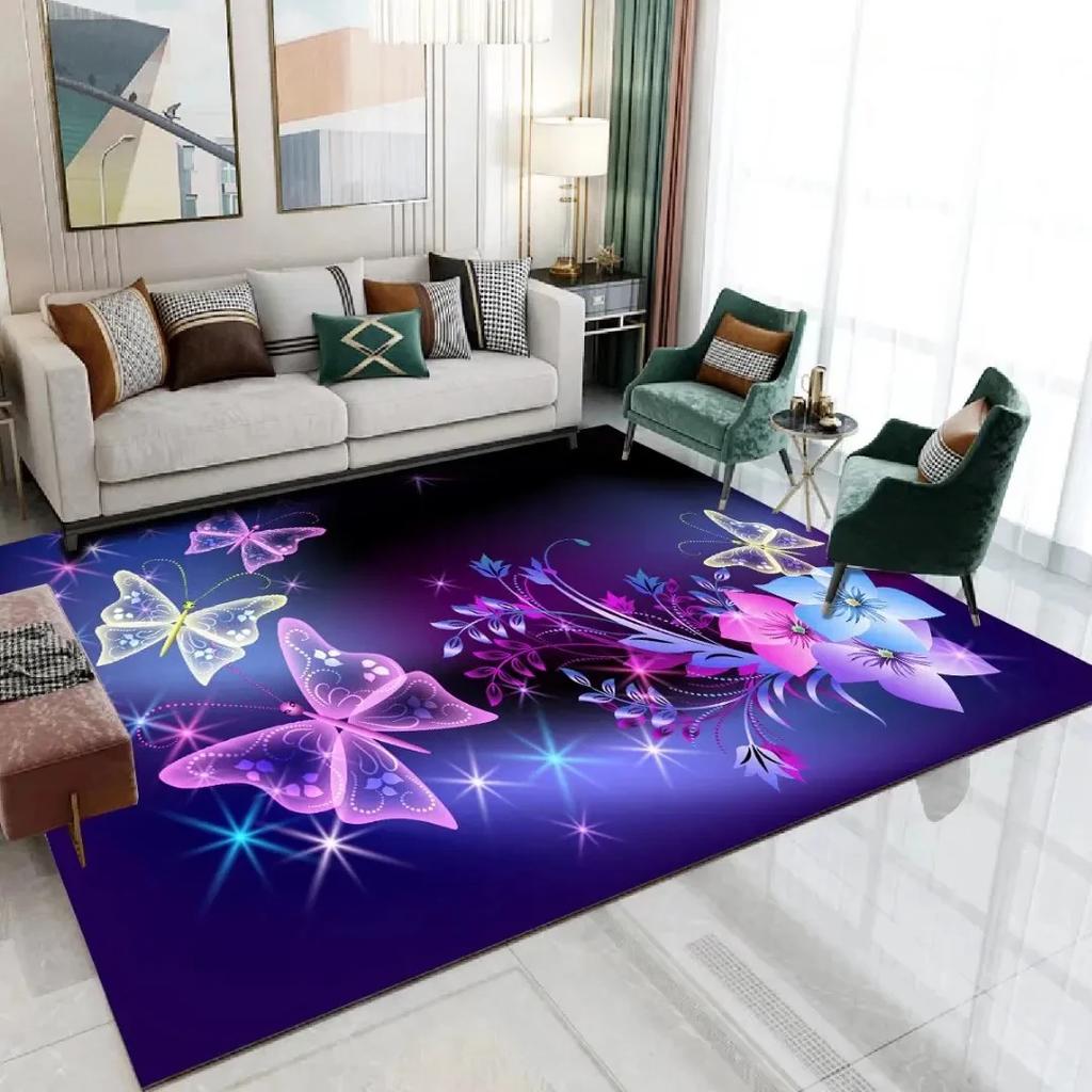 3D Print Dream Butterfly Carpet Children Bedroom Decor Floor Mat Soft Anti-slip Living Room Carpets Home Decoration Area Rug
