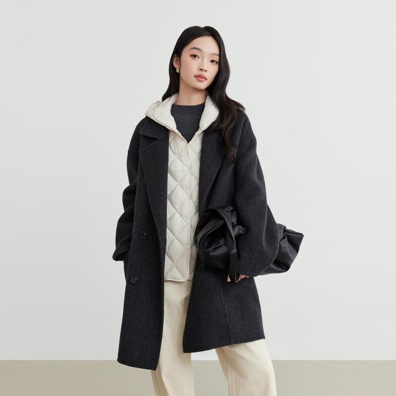 Elva' Island Women's Winter Mid-Length Wool Double-Faced Coat