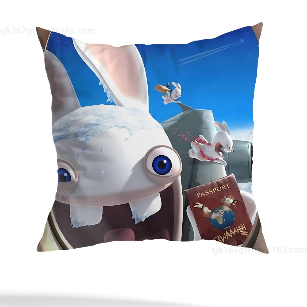 Anime R-Rabbids Invasion Pillowcase Casual Style Decoration, Suitable for Home Decoration (excluding Pillow Core)