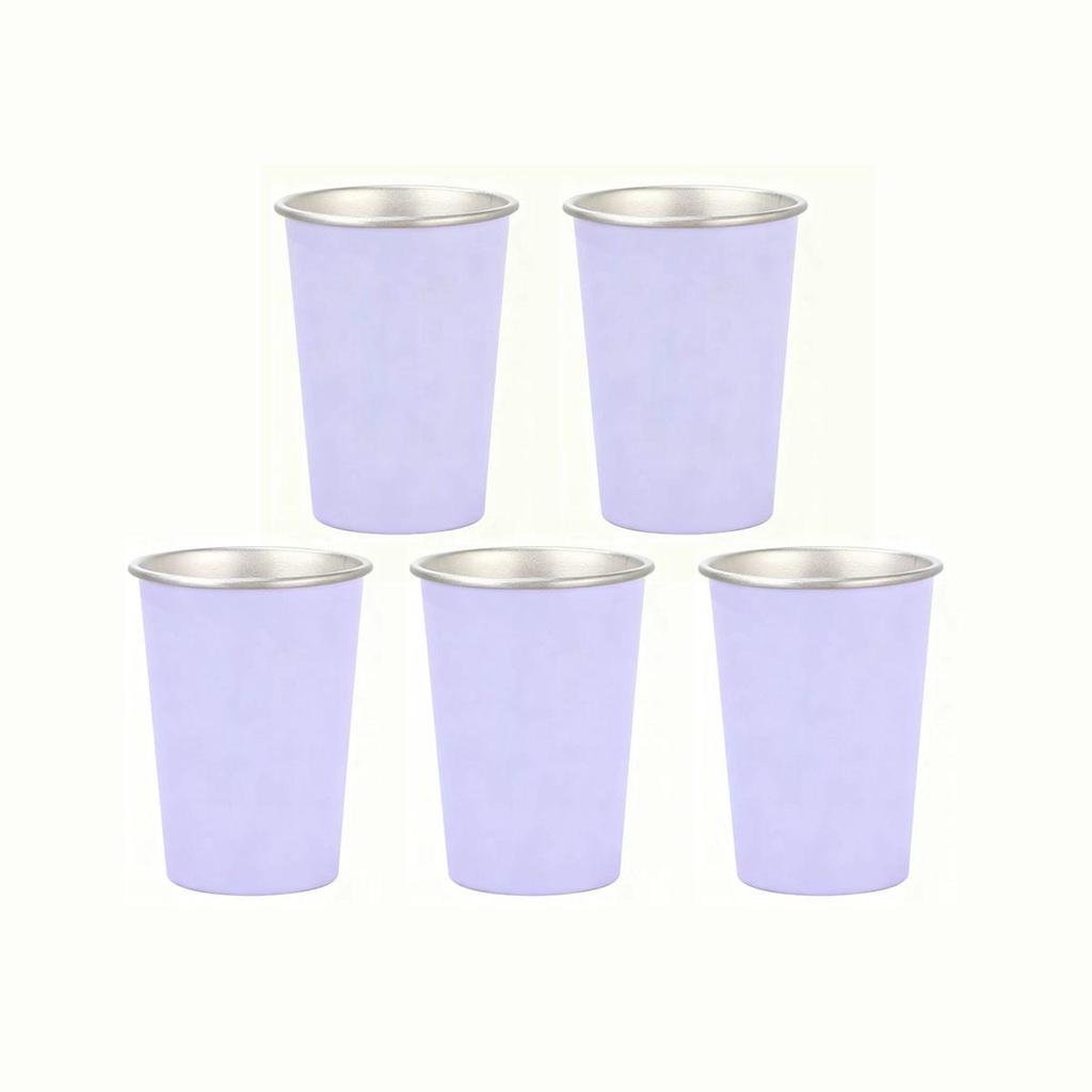 Stainless Steel Cups 350ml (5 Pack) Children Adult Stainless Steel Coffee Cups Stackable Durable Metal Drinking Glasses for Home Party Camping Outdoor
