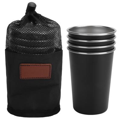 4 Stück Picknickbecher aus Edelstahl Bier Getränke Trinkbecher für Outdoor Bergsteigen Camping