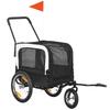 PawHut 2 In 1 Jogger Bike Trailer for Pets Flag Swivel Front Wheel Reflectors Black