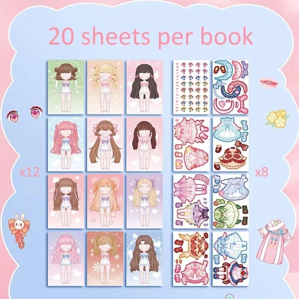Dress Up Sticker Book Girl Sticker Book Children's Cartoon Makeup Show Puzzle Cartoon Handmade DIY Book