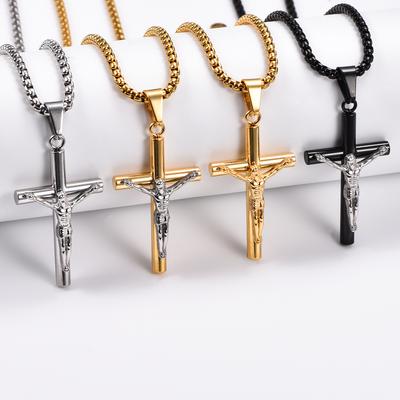 Hot Sale Cross Pendant Stainless Steel Necklace Women/Men Gold Color Crucifix Jesus Charm Necklace Jewelry Gift