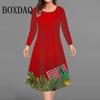 Winter Christmas Party Dress Autumn Women Long Sleeve A-Line Dresses Women Christmas Snowflakes Casual Plus Size Dress