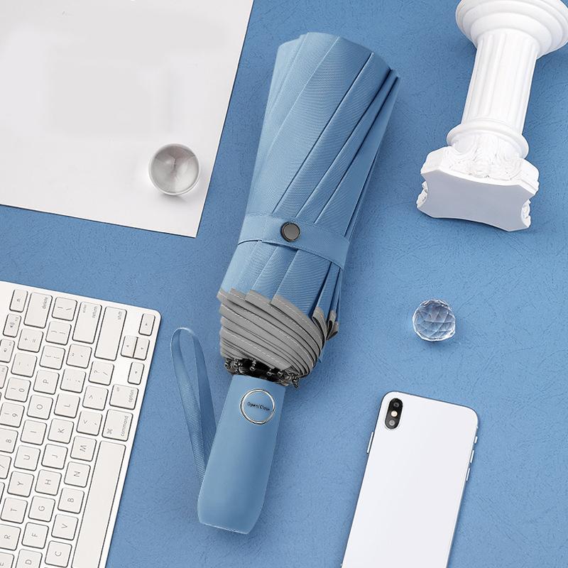 Fully Automatic 12 Ribs Umbrella Windproof Strong Big Folding Umbrella for Women Double Layer Golf Rain Umbrella