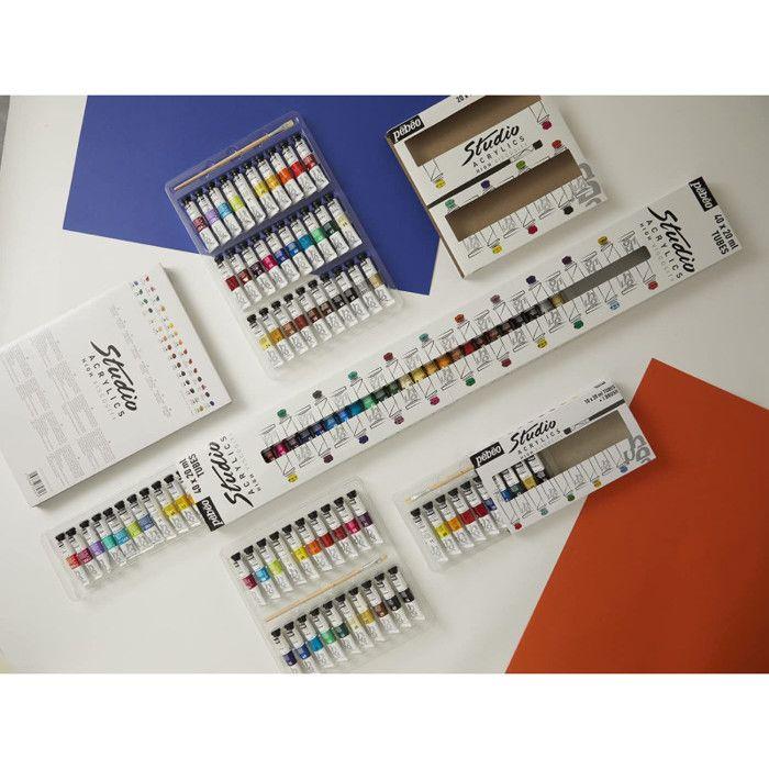 Peinture acrylique - PEBEO - Studio Acrylics - 40 tubes de 20 ml - Multicolore - Adhérente et indélébile