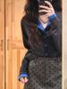 Women's New Arrival Retro Color Block Two-Piece Look Cardigan T-shirt - Early Autumn Casual Short Top