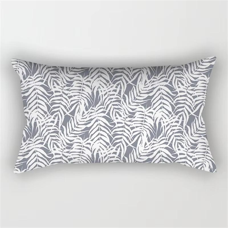 Patchwork Grey Geometric Pattern Print Decoration Bedroom Living Room Office Waist Support Home Rectangular Pillowcase