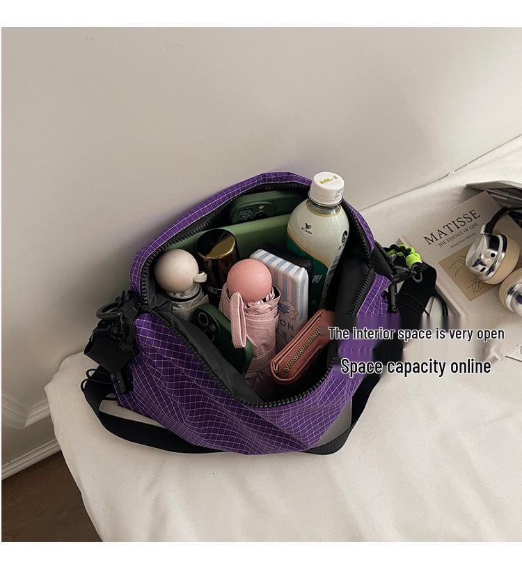 Women's Large Capacity Cross-Grid Canvas Crossbody Bag - Autumn/Winter 2025 High-End Commute Pillow Bag