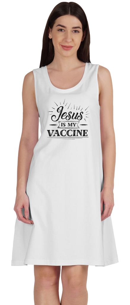 Inkmeso Jesus Is My Vaccine T-Shirt Funny Pro Vaccine Summer Scoop Neck