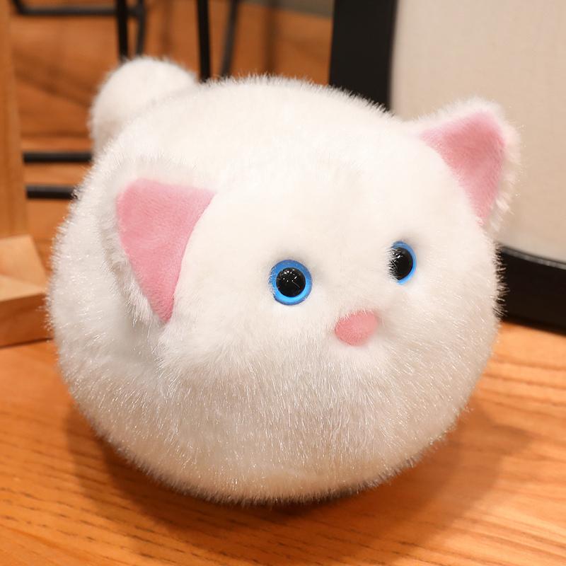 Cute Round Animal Plush Doll Mini Fluffy Cat Dog Fox Husky Stuffed Toy Soft Small Animal Plushies Decor Birthday Gift