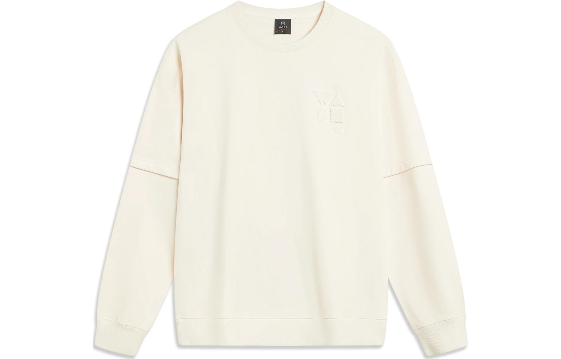 Li Ning Sweatshirts Unisex Ecru Crew Neck Moderate Regular AWDT947-6 XL