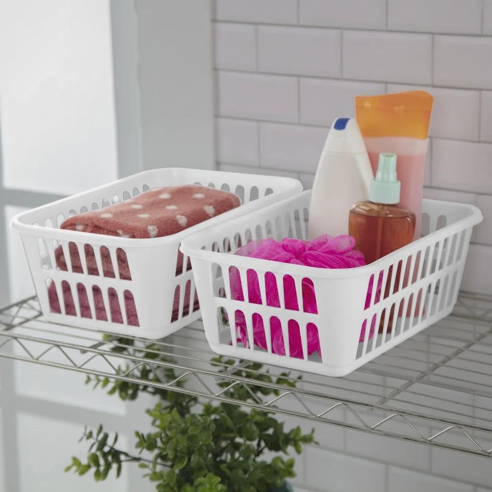 6 Pack Versatile Plastic Storage Baskets Open Bin Ideal Organizing Office Bathroom Kitchen Closet Craft Room Playroom