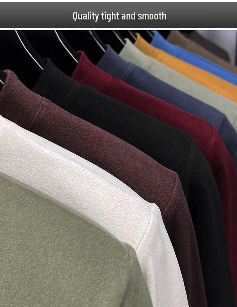 Men's Winter Fleece Hoodie Casual High-End Round Neck T-Shirt 2025 Thick Base Layer