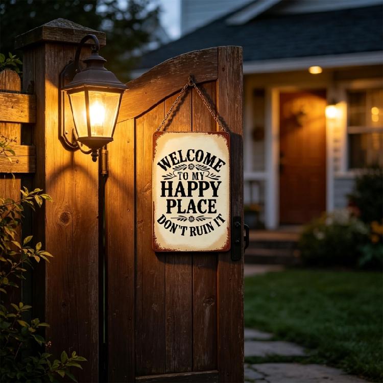 Welcome My Happy Place Don't Ruin It Signs Retro Wall Plaque Decorations Welcome Signs for Outdoor Indoor Decors