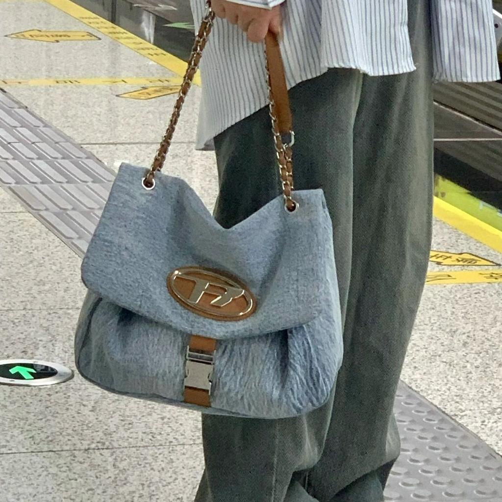 Bolso Tramp de Alta Calidad para Mujer de Tela de Nailon Bolso Tote de Un Hombro con Bolso de Cadena Bandolera