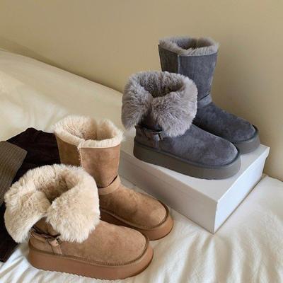 Thick-soled, Padded, Thick Mid-calf Snow Boots for Women, New Style, High-top Cotton Shoes