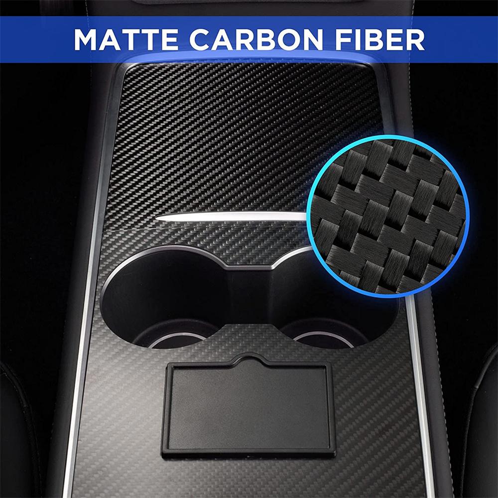 1 Black Center Console Wrap Cover Kit Fits For 2021-2022 Tesla Model 3 Model Y