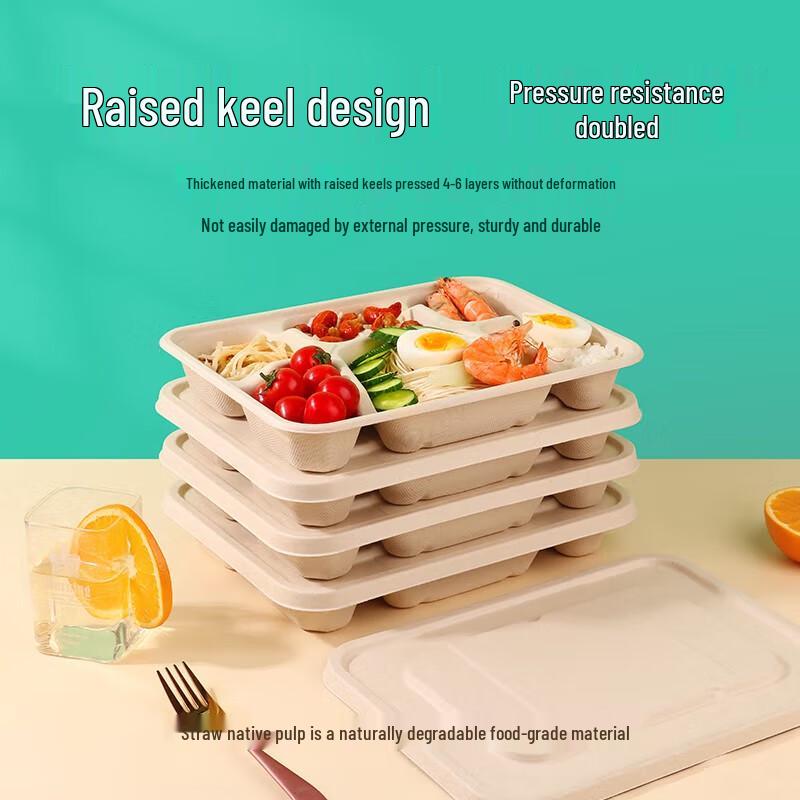 Biodegradable 6-Compartment Meal Prep Containers with Lids (1300ml, 100 Sets)