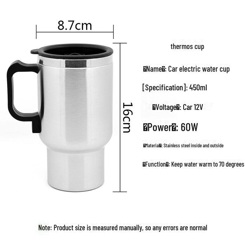 12V dvouvrstvý ohřívací kelímek do auta z nerezové oceli, objem 450 ml