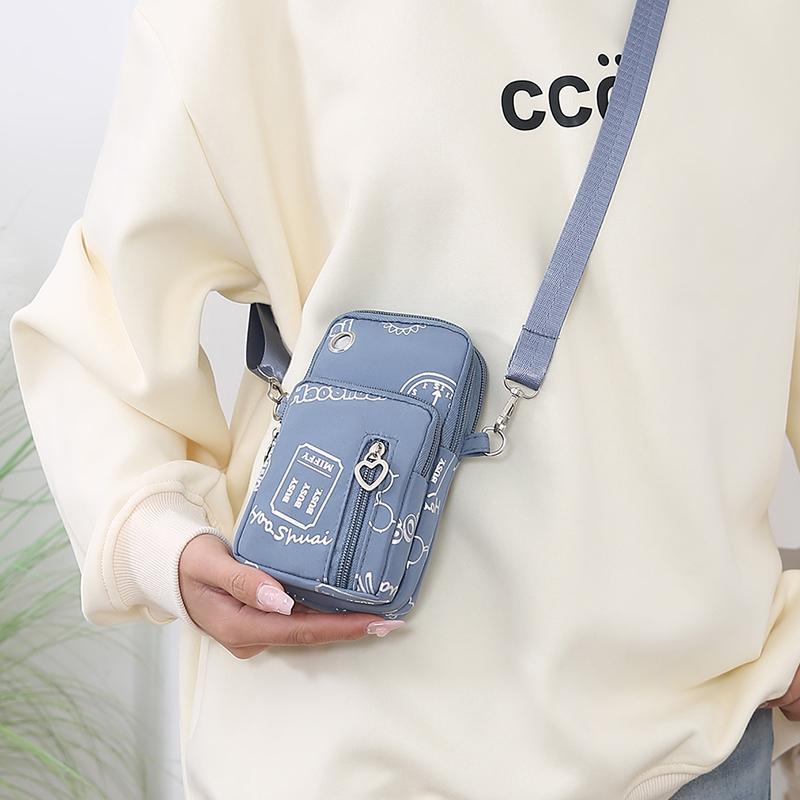 Borsa portatile multifunzionale per telefono, borsa a tracolla in tessuto Oxford, borsa da braccio con cerniera a forma di cuore, borsa a tracolla
