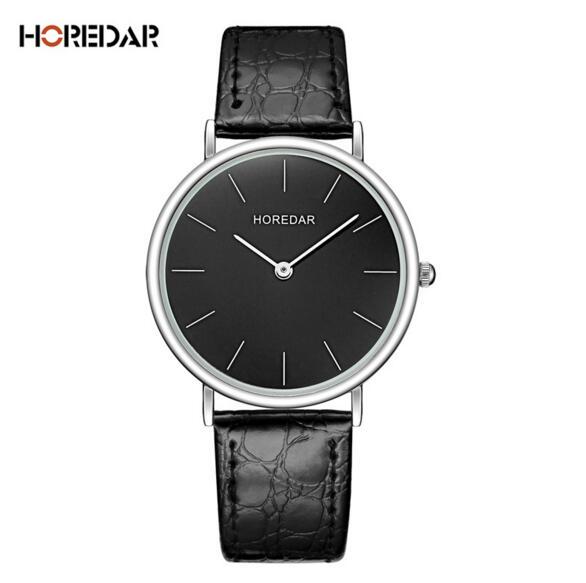 

Модные кварцевые мужские часы с кожаным ремешком чёрный