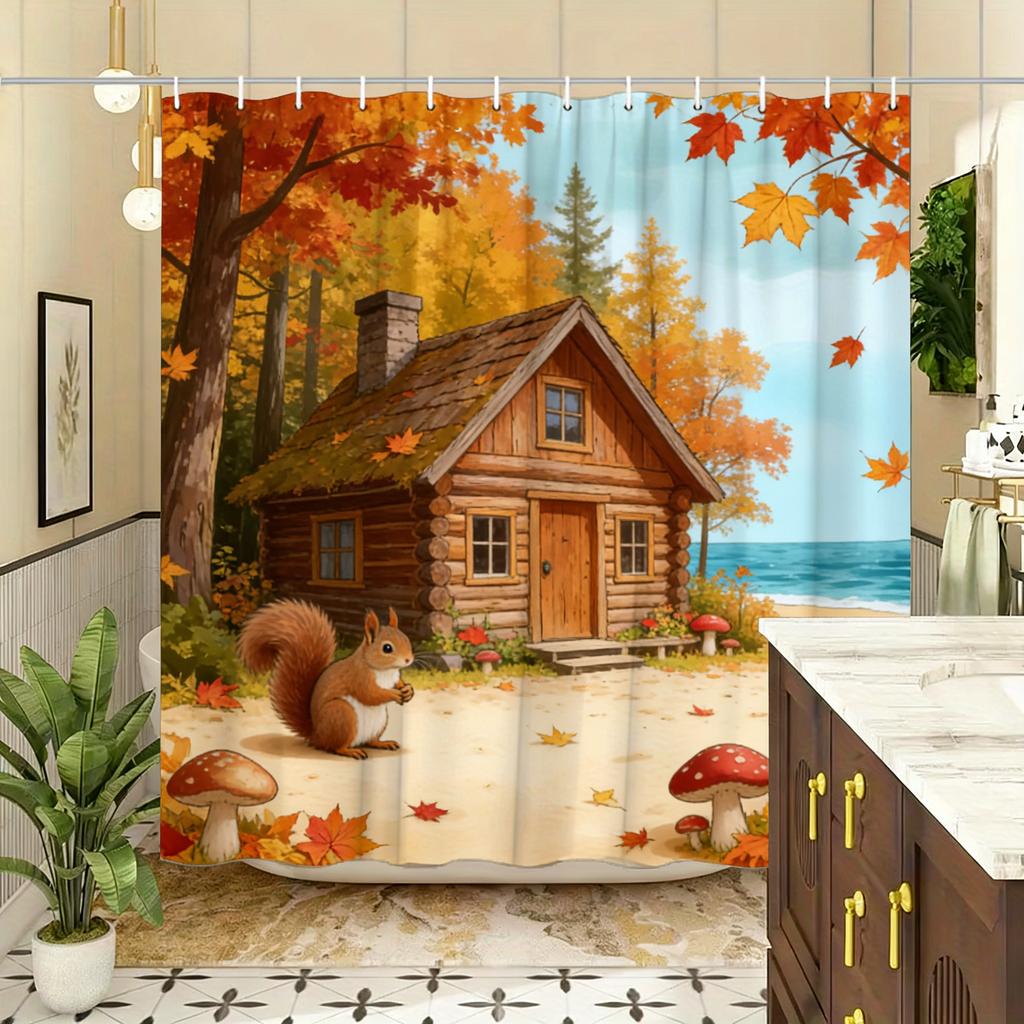 Whimsical Candy House & Gnomes with Lollipops Waterproof Shower Curtain for Bathroom Decor