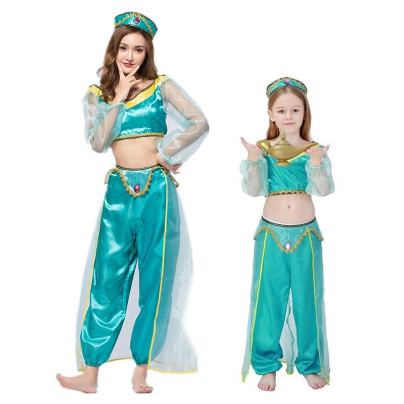 Princess Aladdin Halloween Jasmine Adult Ladies Suit Cosplay Dress Costume Set