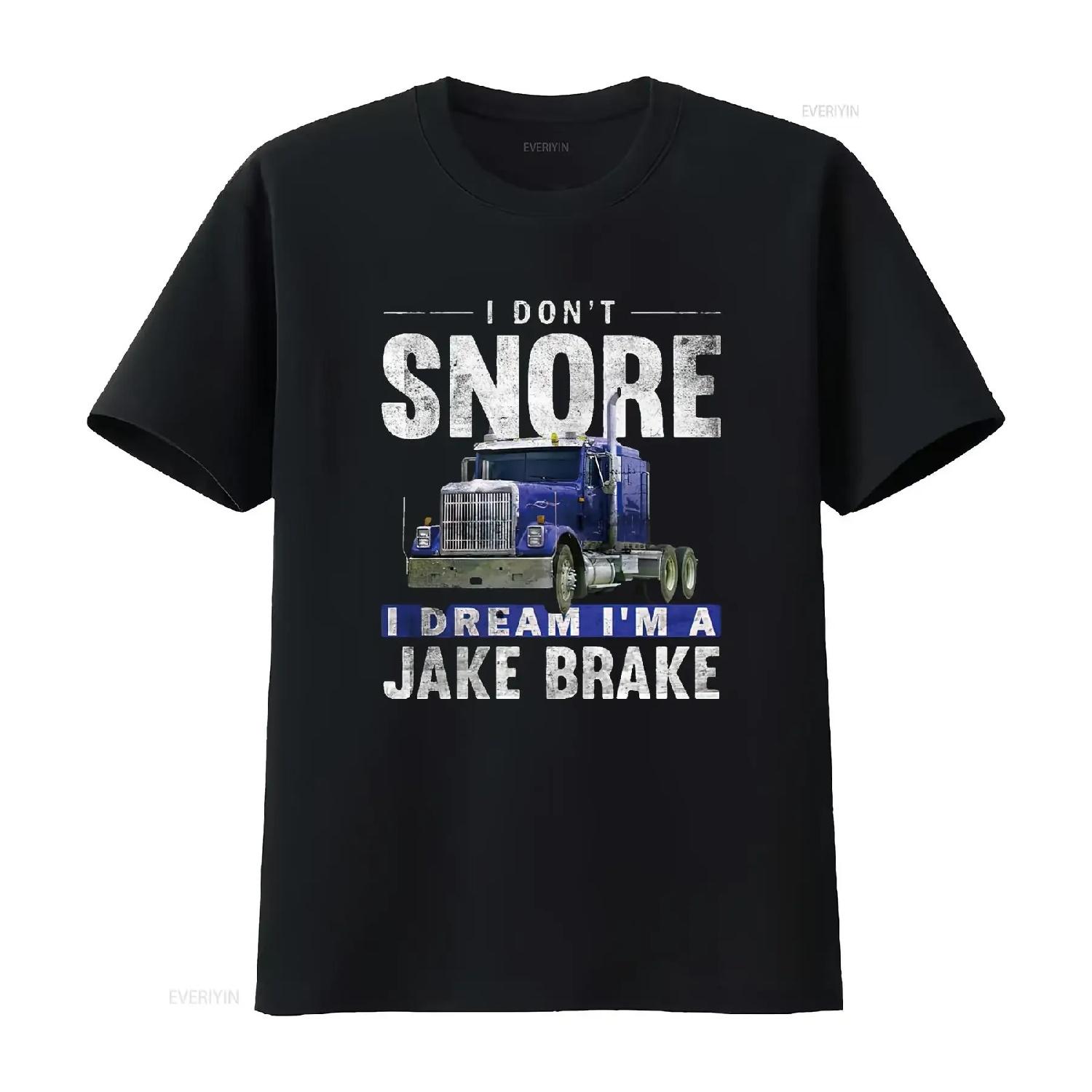 I Don t Snore Dream m A Jake Brake Trucker Vintage Truck Mens Shirt Black 3X Large vintage Washed designer clothes Comfortable S