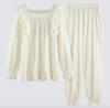 Lolita Long Sleeve Pajama Set Pants White Cosplay Ruffles White [Lady Lazy] (L)