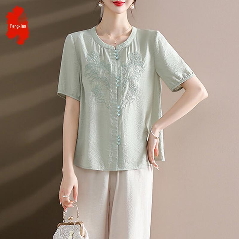 New Chinese Style Summer Short-Sleeve Set for Women XL