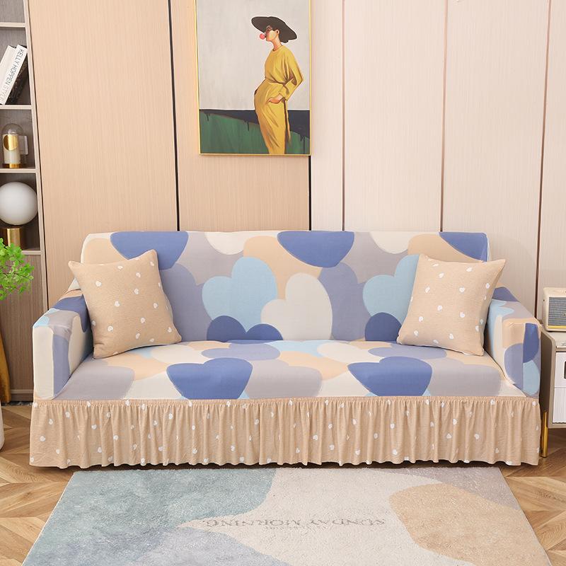 Sofa Cover with Elastic Band Skirt Universal All Season All Inclusive Cover Fabric Cover
