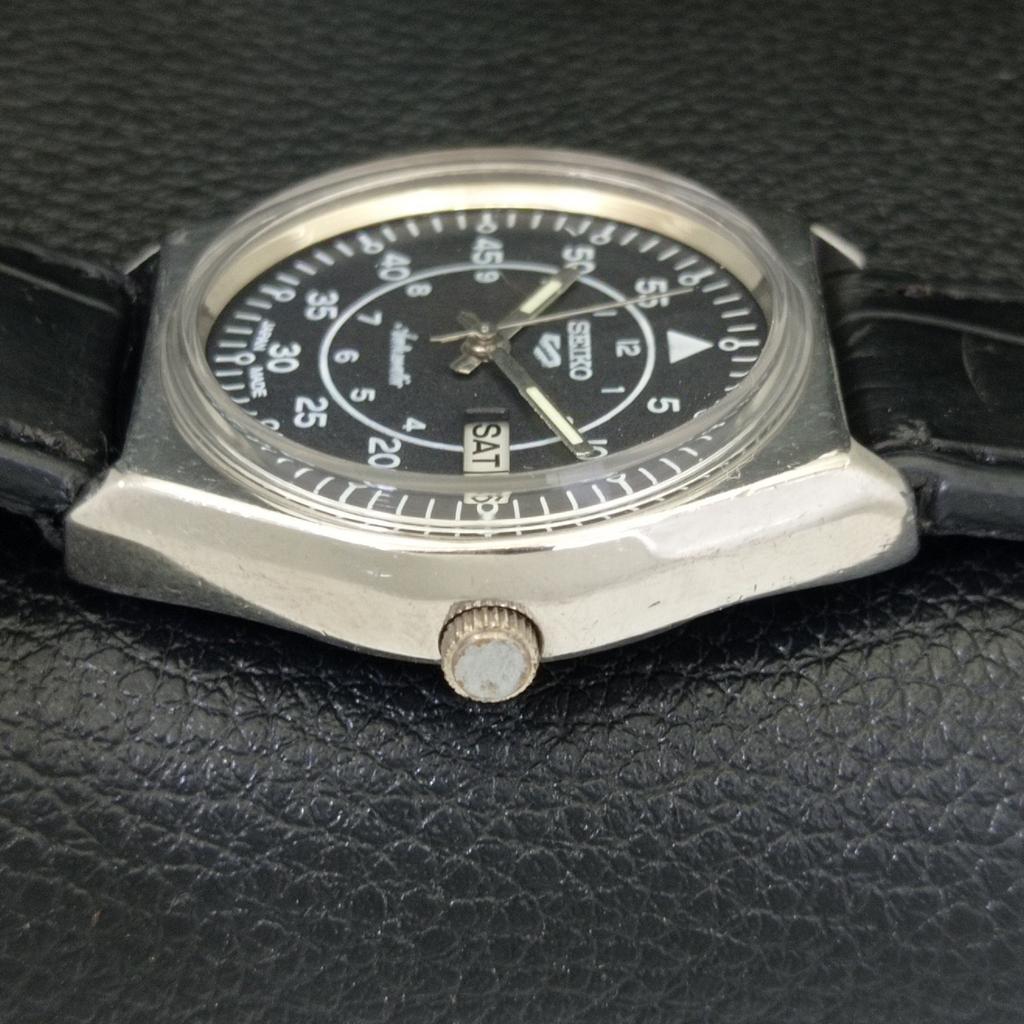 VINTAGE SEIKO 5 AUTOMATIC 6309A JAPAN MENS BLACK COLOR DIAL WATCH A701520-5 R206b-a701520