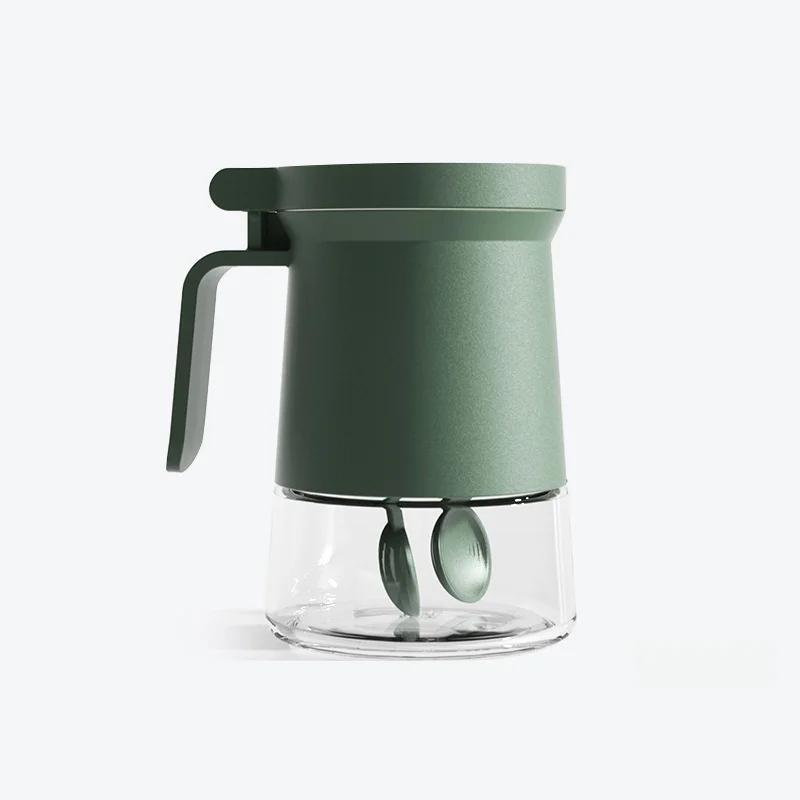 

Банка для приправ с крышкой-ложкой, влагонепроницаемая банка для специй с двойным уплотнением для кухни, контейнер для приправ с глутамат натрия, стеклянная бутылка для приправ зелёный