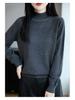 Autumn/Winter Rhinestone Semi-High Neck Knitted Sweater Top for Women