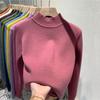 Half High Neck Velvet Pullover Sweater Women Autumn and Winter Thick Plush Warm Base Knitted Women Sweaters Vintage Slim Fit Casual Knit Jumpers 25271
