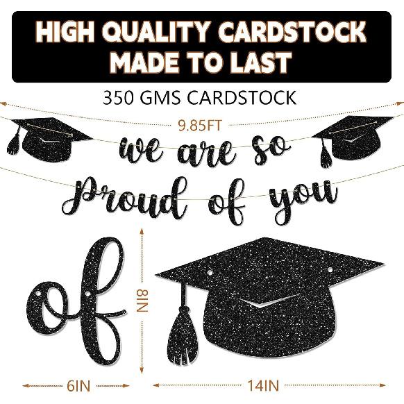 Graduation Party Decorations - 9 Ft Pre-Strung We Are So Proud of You Banner, Graduation Party Decorations & Decor for Elementary, 5th Grade, 8th