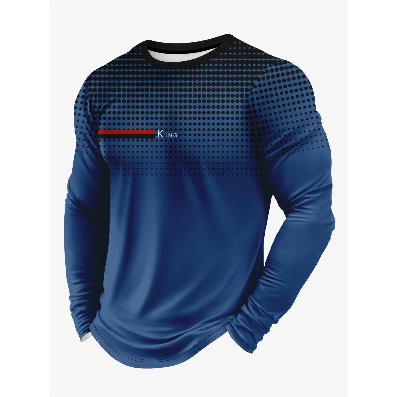 Men's 3D Print Casual Sports Round Collar Long-Sleeved T-Shirts Breathable Quick-Drying Loose Tops Street Camping Trend T-shirts