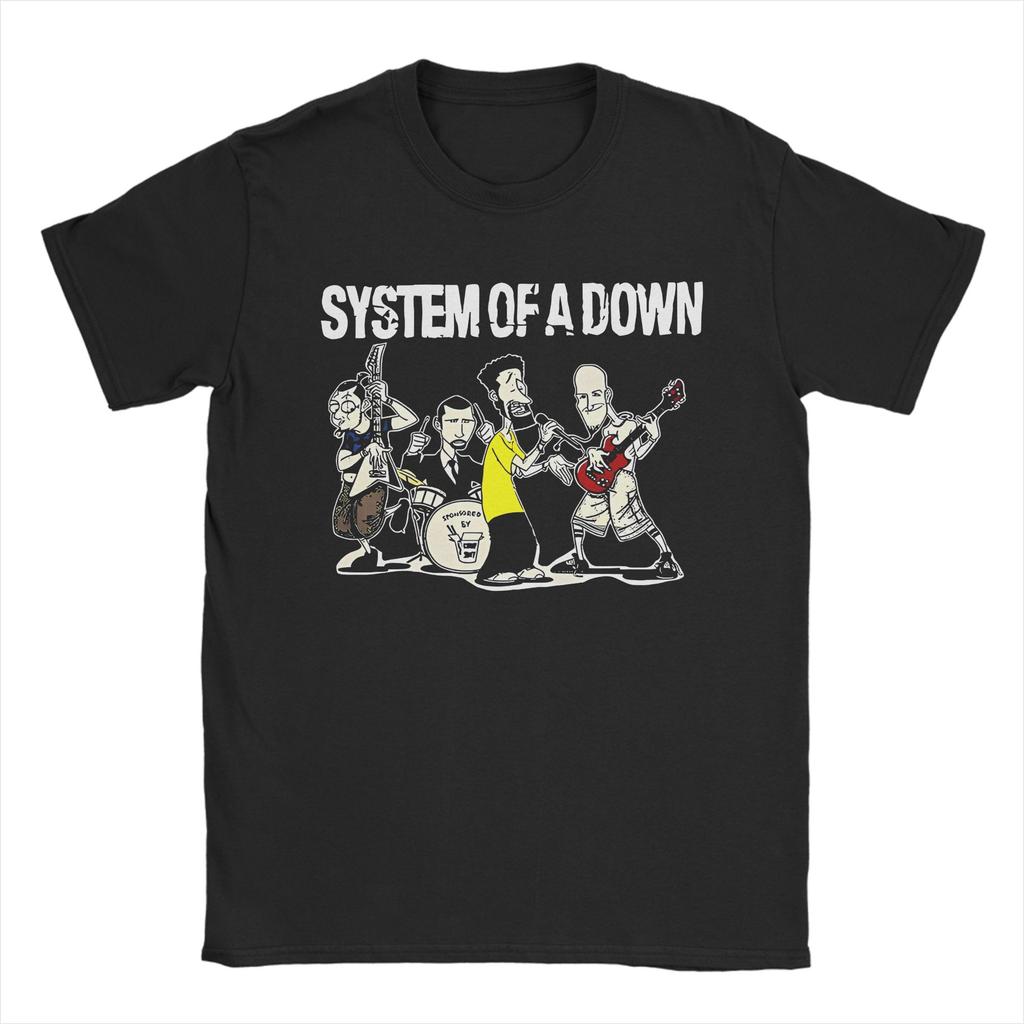 Novelty Punk Rock Band System Of A Down Tshirt Unisex Round Neck Short Sleeve Clothing  Cotton Summer Top Tee