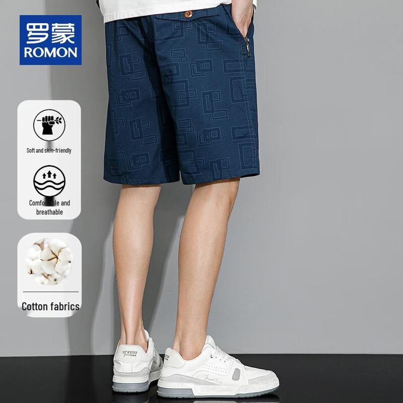 ROMON Men's Summer Cotton Casual Shorts