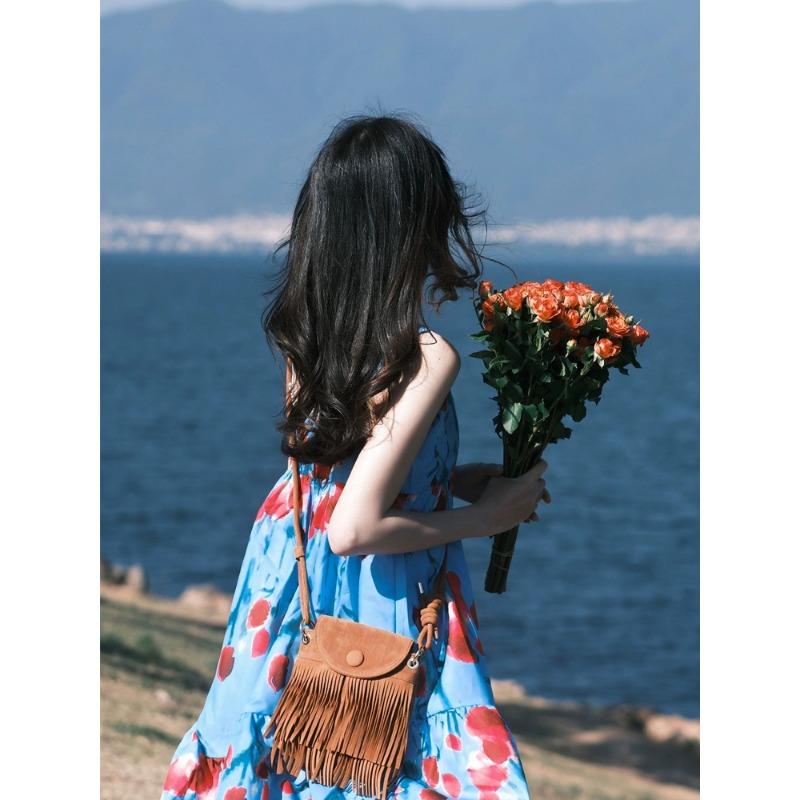 

Платье с бретелькой на бретельках из французского тюльпана Сказочное летнее пляжное платье для отдыха на берегу моря Длинное платье Повседневное платье Платье в стиле отпуска L