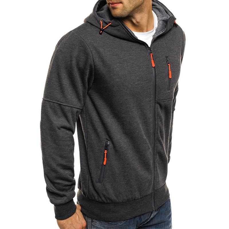 Men Keep Warm Hoodies Autumn and Winter Men's Hoodies Sweatshirts Contrast Color Slim Thickened Fleece Hoodies Casual Coat