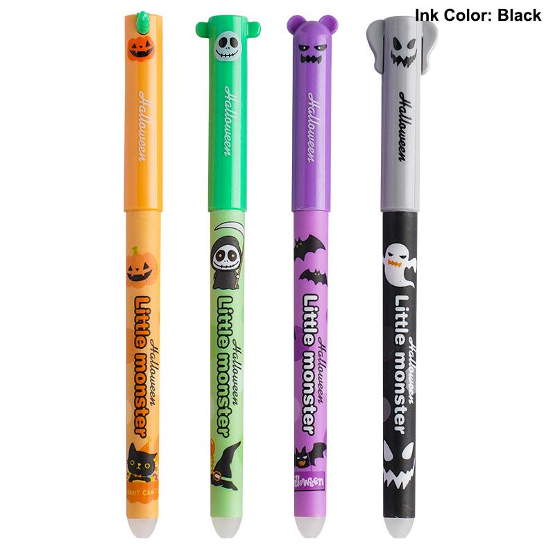 4 Pcs Cartoon Halloween Christmas Erasable Gel Pen Cute 0.5Mm Blue/Black Ink Signature Pens School Supplies Student Gifts